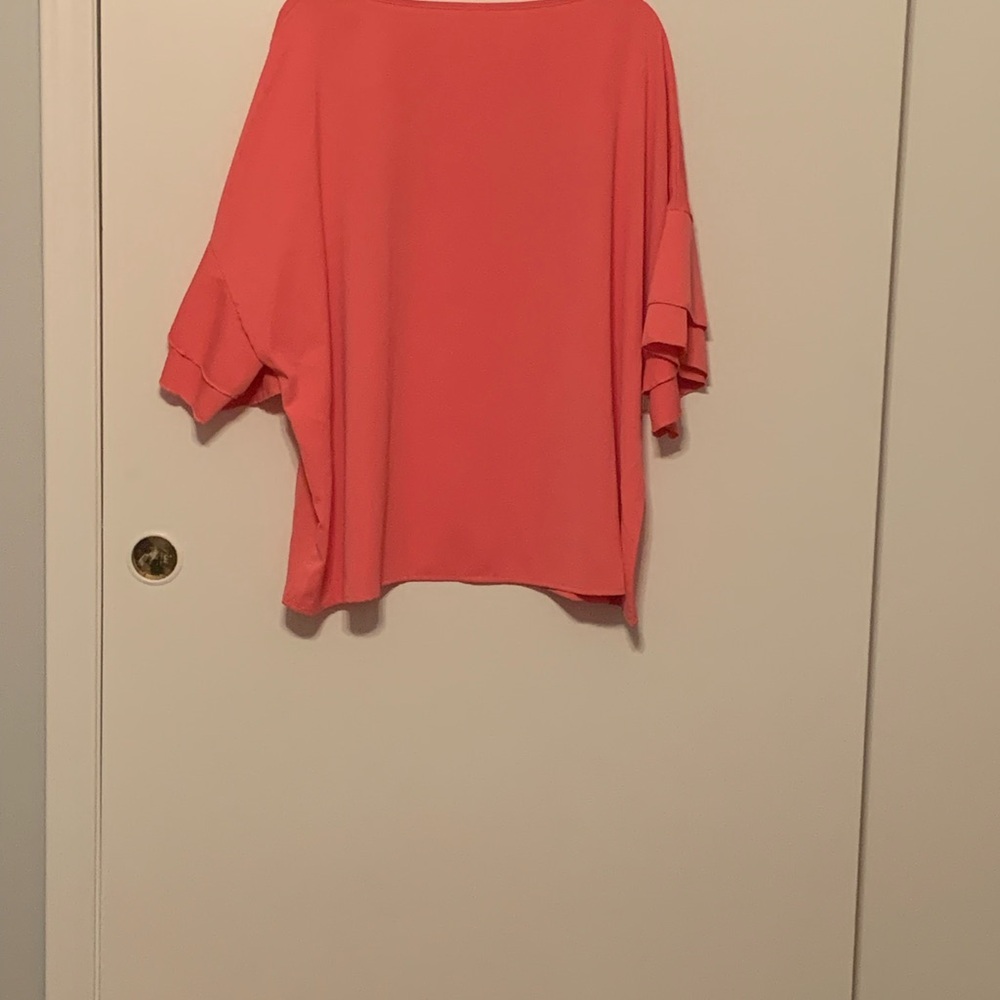 Pink Oversized Boxy Blouse with Short Bell Sleeves - Picture 2 of 2
